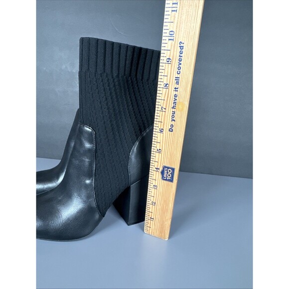Vince‎ Camuto DIANDRA Black Leather Sock Bootie Chunky Heel Pull On Boot Sz 7 M - Picture 12 of 12